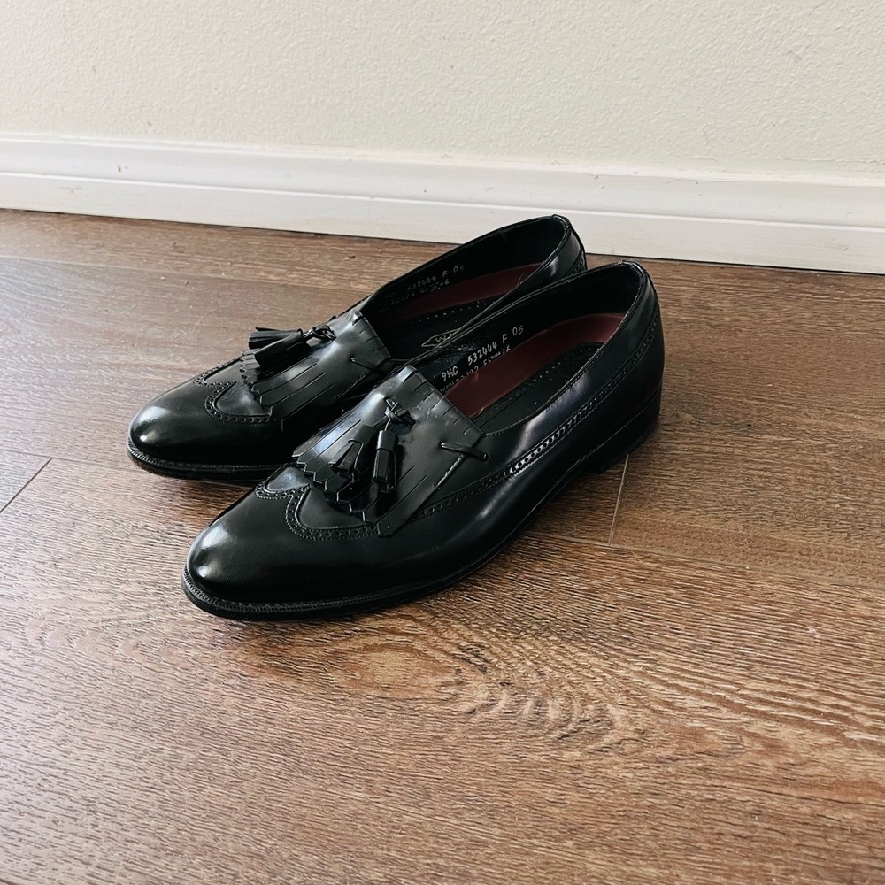 Florsheim Men's Black Smooth Leather Wingtip Dress Loafers Shoes 9.5 Size
